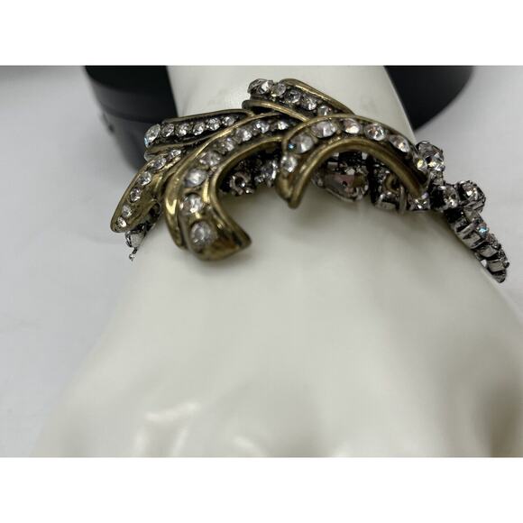 Lulu Frost J. Crew 2013 Vintage Silver Gold Tone Rhinestone Statement Bracelet - Picture 5 of 16